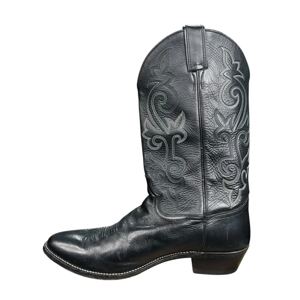 Justin Men’s Black Leather Western Cowboy Boots Size US 14 D